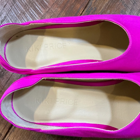 Kiki Price Babouche Heels Fire Pink Satin Pointed Toe Pumps  Made in Italy - Picture 8 of 11